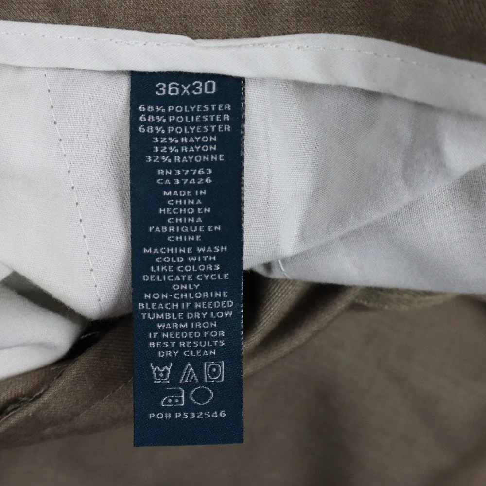 Perry‎ Ellis Pants Mens 36x30 Dress Slacks Suit Business Formal Flat Front Brown